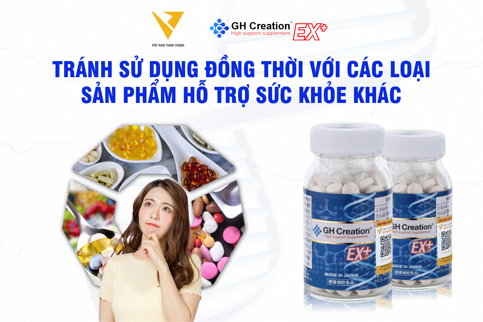 Tránh sử dụng đồng thời với các loại sản phẩm hỗ trợ sức khỏe khác Tránh sử dụng đồng thời với các loại sản phẩm hỗ trợ sức khỏe khác