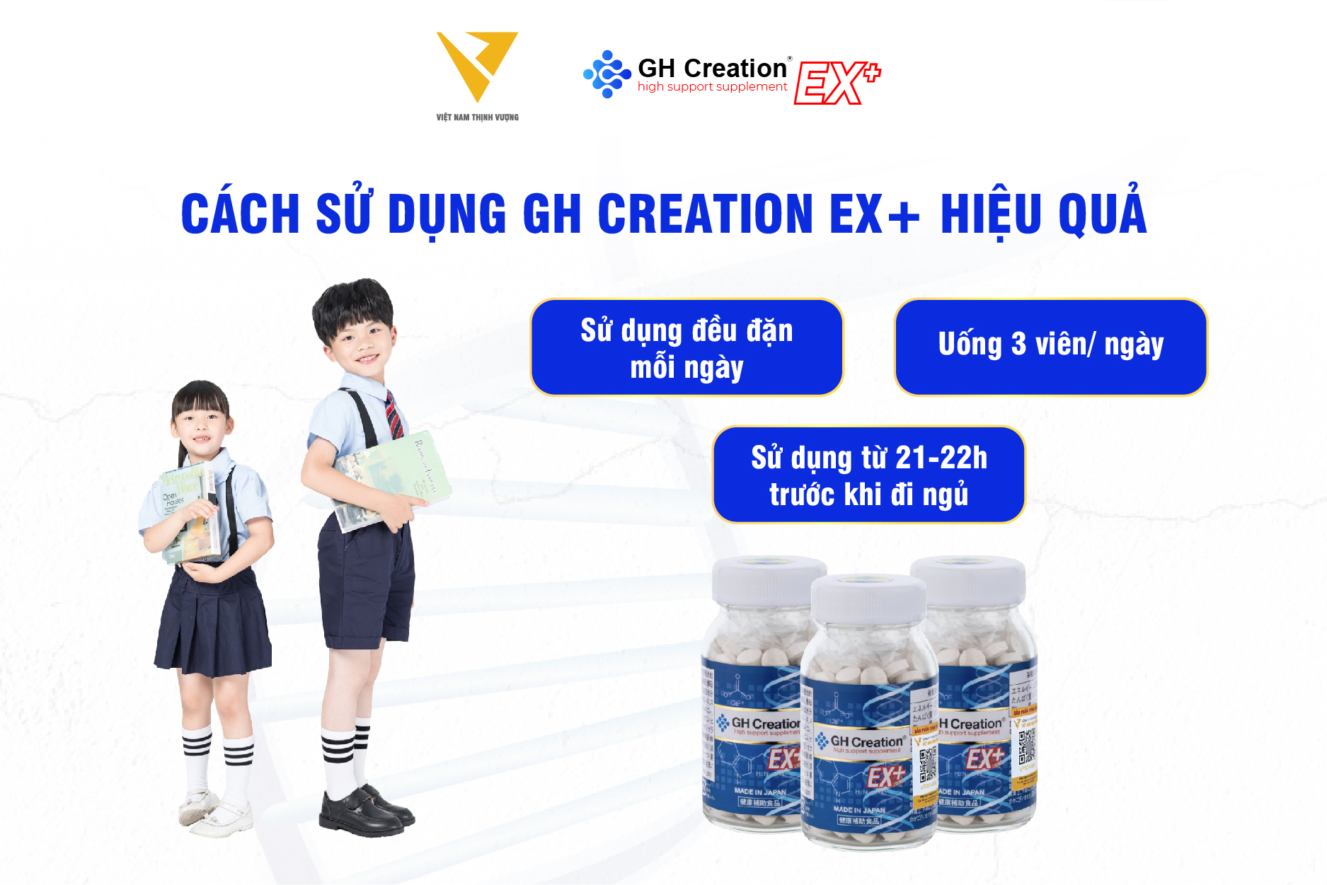 Cách sử dụng sản phẩm hỗ trợ tăng chiều cao GH Creation EX+ Cách sử dụng sản phẩm hỗ trợ tăng chiều cao GH Creation EX+