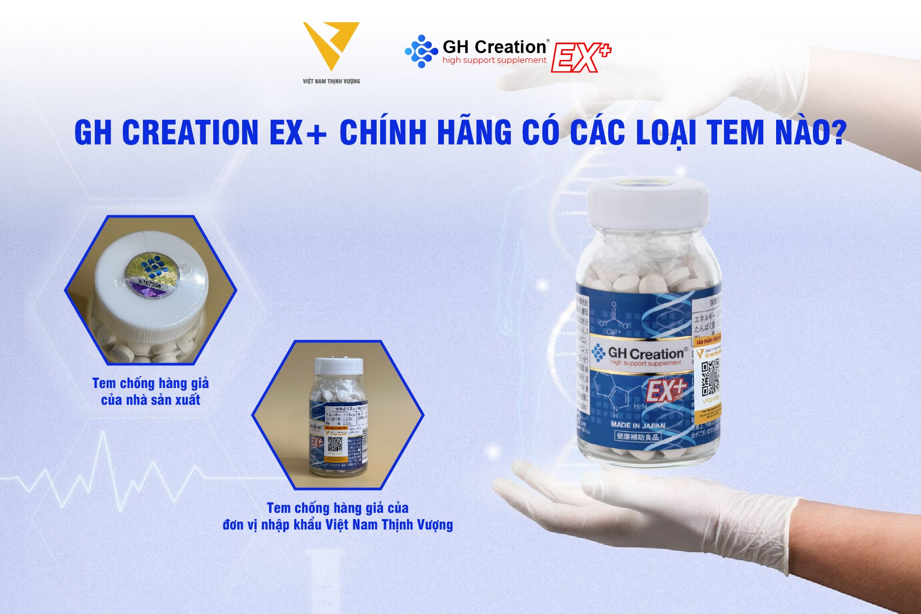 GH Creation EX+ chính hãng có các loại tem nào?