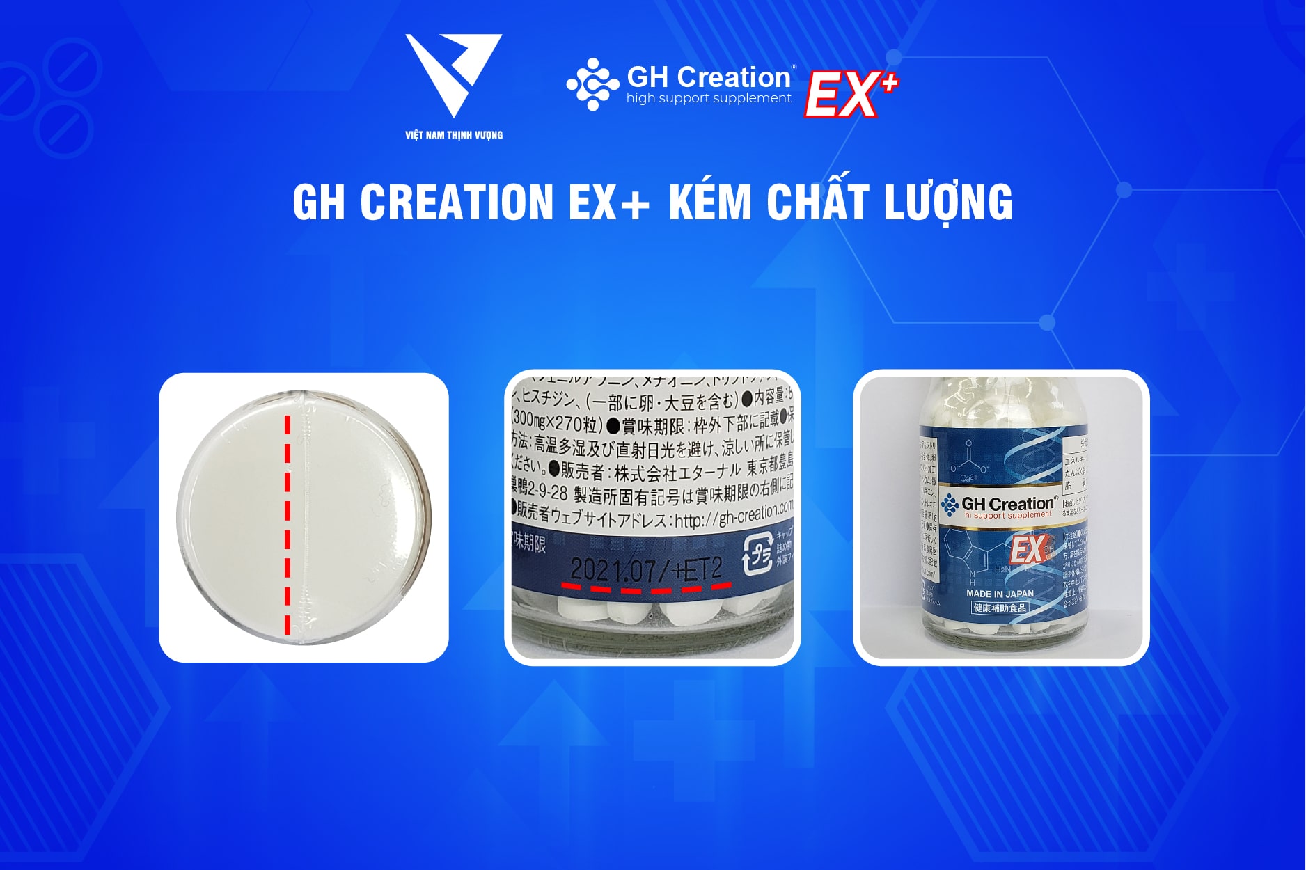 Những lưu ý người dùng có thể áp dụng để nhận biết sản phẩm kém chất lượng và sản phẩm GH Creation EX+ chính hãng Những lưu ý người dùng có thể áp dụng để nhận biết sản phẩm kém chất lượng và sản phẩm GH Creation EX+ chính hãng